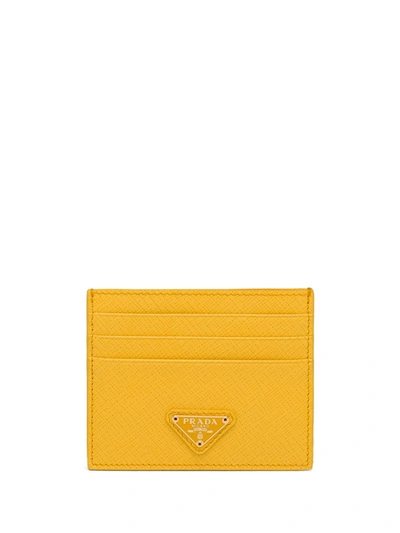 Prada Logo Plaque Cardholder In Yellow