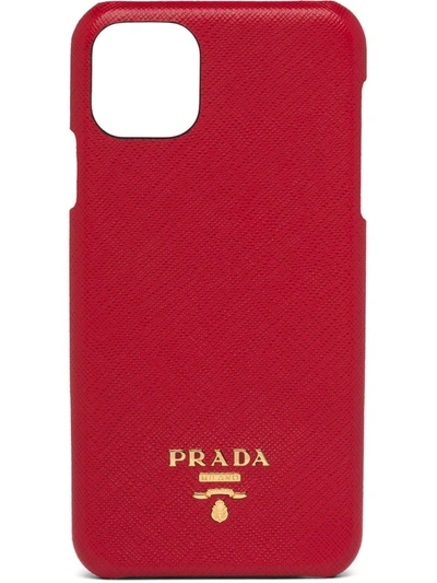 Prada Logo Plaque Iphone 11 Pro Max Case In Red