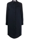 See By Chloé Patch Pocket Cotton Shirt Dress In Blue