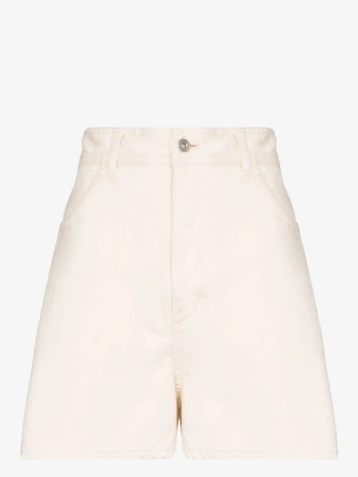 Jil Sander High-waisted Denim Shorts In Neutrals