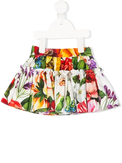 Dolce & Gabbana Babies' Floral Print Skirt In White