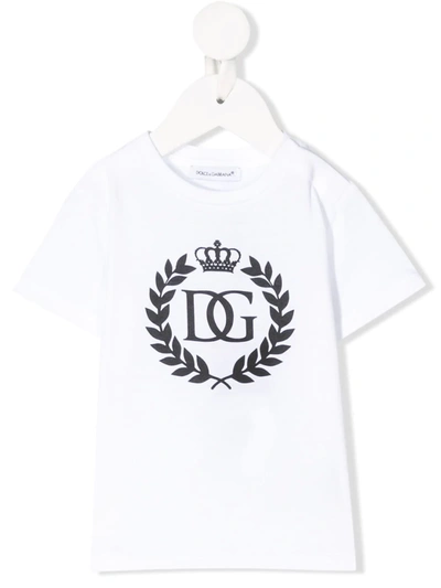 Dolce & Gabbana Babies' Logo Print T-shirt In White