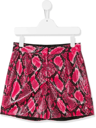 Dolce & Gabbana Kids' Snake-effect Shorts In Pink