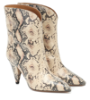 Isabel Marant Leinee High Heels Ankle Boots In Beige Leather In Pink