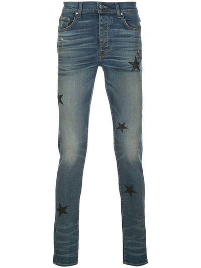 Amiri Denim Slim Fit Star Patch Jeans In Blue