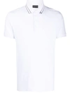 Emporio Armani Logo Print Collar Polo Shirt In White