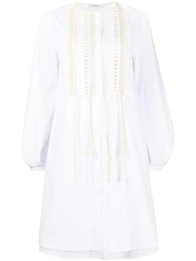 Dorothee Schumacher Power Poplin Fringe-embellished Dress In White