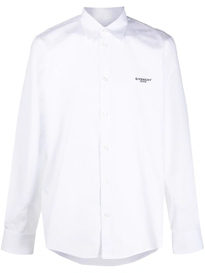 Givenchy Peony-embroidered Slim-fit Shirt In White