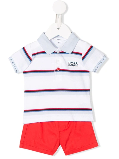Hugo Boss Babies' Cotton Piqué Polo Shirt & Shorts In White ,red