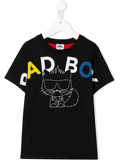 Karl Lagerfeld Kids' Choupette Printed Cotton Jersey T-shirt In Black