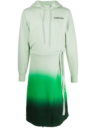 Ambush Gradient Long Hoodie In Green