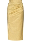 Dolce & Gabbana Gathered Lamé Pencil Skirt In Gold