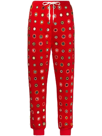 Ashish Embroidered Mirror Track Pants In Red