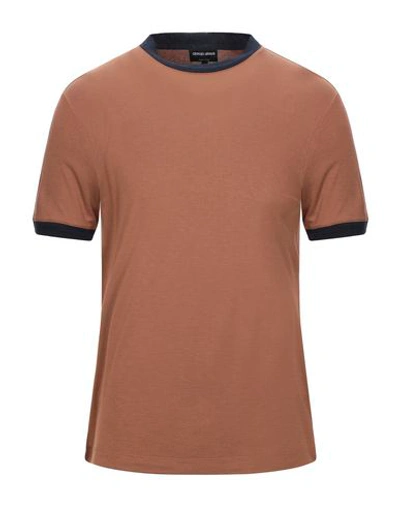 Giorgio Armani T-shirts In Brown