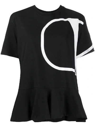 Valentino Oversized Vlogo Print T-shirt In 0ni Black