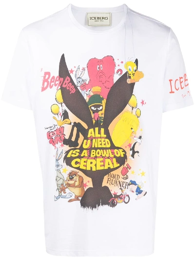 Iceberg Looney Tunes Cereal Print T-shirt In White