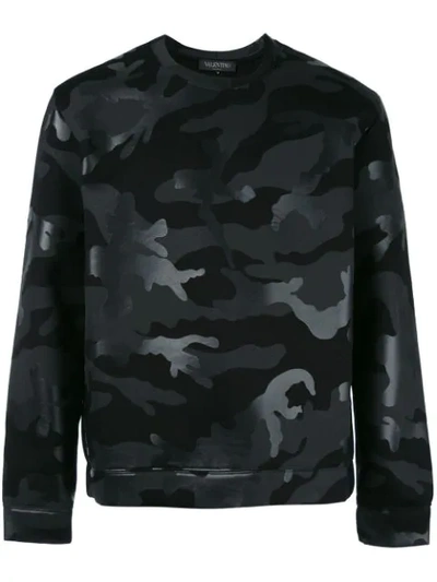 Valentino Camo-print Neoprene Sweatshirt In Black