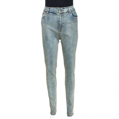 Pre-owned Gucci Dirty Indigo Denim Slim Fit Jeans M In Blue