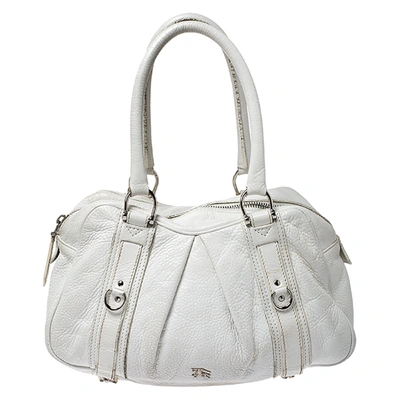 Pre-owned Burberry White Leather Ashbury Satchel