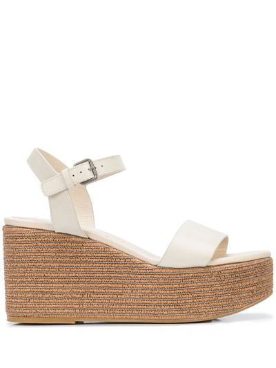 Brunello Cucinelli Open Toe Platform Sandals In White