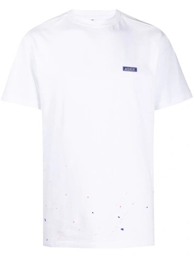 Ader Error Brush-stroke Print Branded T-shirt In White