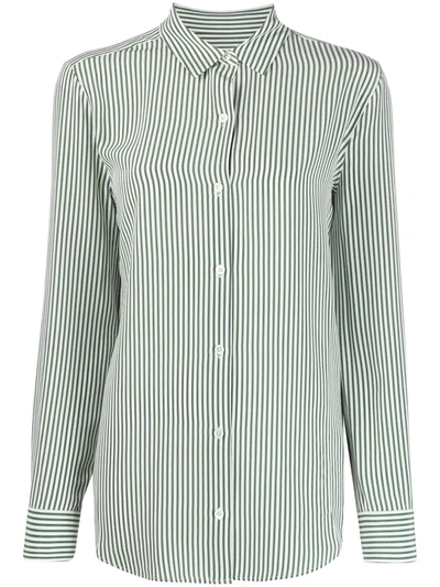 Equipment Essential Stripe Silk Shirt In Green