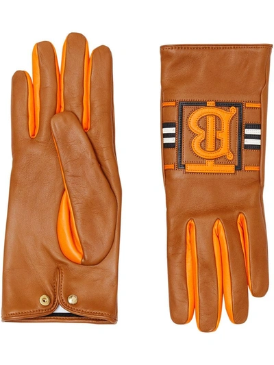 Burberry Monogram Gloves In Brown