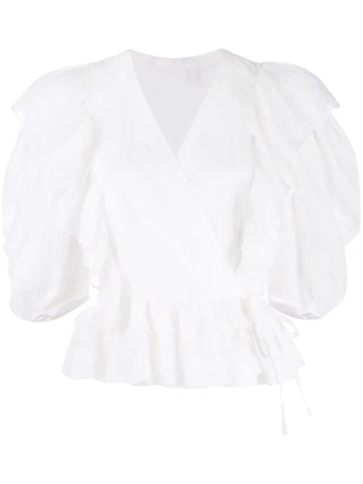 Chloé Ramie Voile Wrap Top In Iconic Milk In White