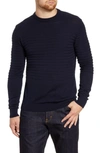 Bugatchi Stripe Cotton Crewneck Sweater In Midnight