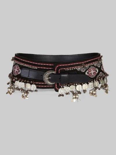 Etro Belt Embroidered With Coins In Black