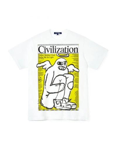 Junya Watanabe Civilization Print Short Sleeve T-shirt In White