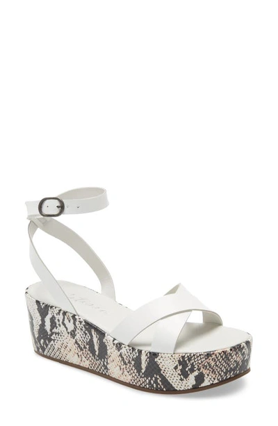 Matisse Sure Thing Platform Wedge Sandal In White Leather