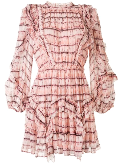 Ulla Johnson Aberdeen Tie Dye Long Sleeve Silk Minidress In Pink