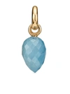 Monica Vinader Fiji Bud Gemstone Pendant Charm In Yellow Gold/ Aquamarine