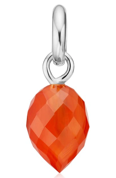 Monica Vinader Fiji Bud Teardrop Enhancer In Silver/ Orange Carnelian