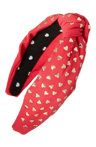 Lele Sadoughi Heart Knotted Headband In Red Coral