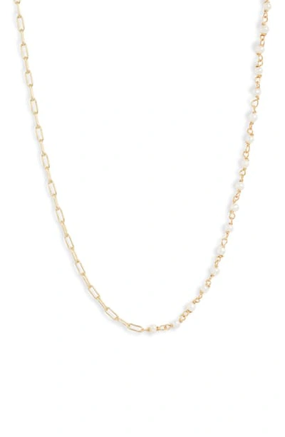 Argento Vivo Half Pearl Station Necklace In Gold