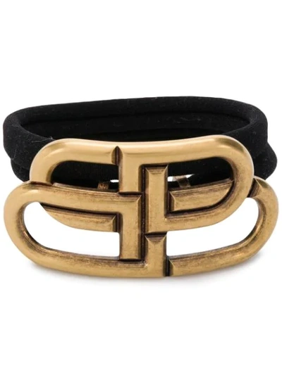 Balenciaga Set Of 2 Bb Logo Hair Bands In Gold