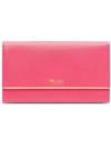 Prada Logo Continental Wallet In Pink