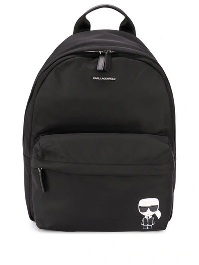 Karl Lagerfeld Ikonik-print Zipped Backpack In Black