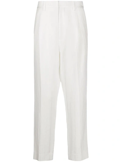 Ann Demeulemeester Cropped Tailored Trousers In White