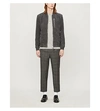 Allsaints Kemble Suede Zipped Bomber Jacket In Slate Grey