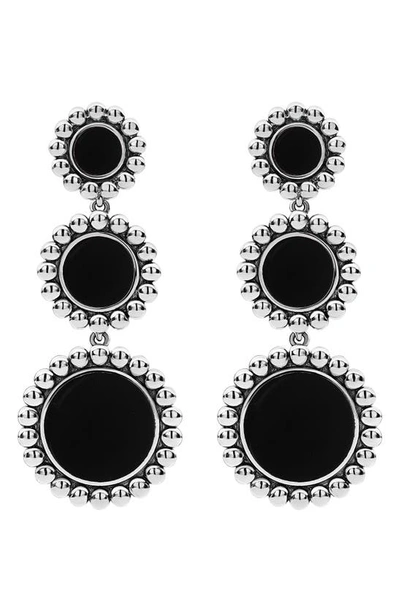 Lagos Maya 3-drop Earrings, Mother-of-pearl/onyx In Silver/ Onyx