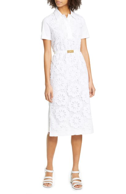 Tory Burch Eyelet Lace Polo Dress In White | ModeSens