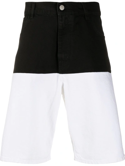 Raf Simons Logo-patch Denim Shorts In Black+white