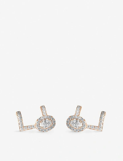 Messika Glam'azone 18ct Yellow-gold And Pavé Diamond Earrings In Pink