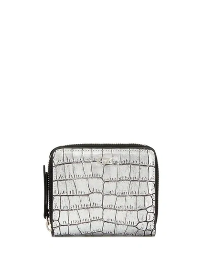 Giuseppe Zanotti Metallic Crocodile Embossed Wallet In Silver