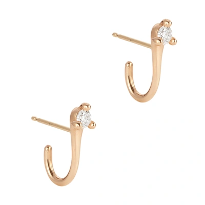 Sophie Ratner Single Diamond Surge Earrings In Yellow Gold/white Diamonds