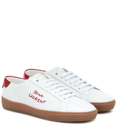 Saint Laurent 20mm Court Classic Leather Sneakers In White Red