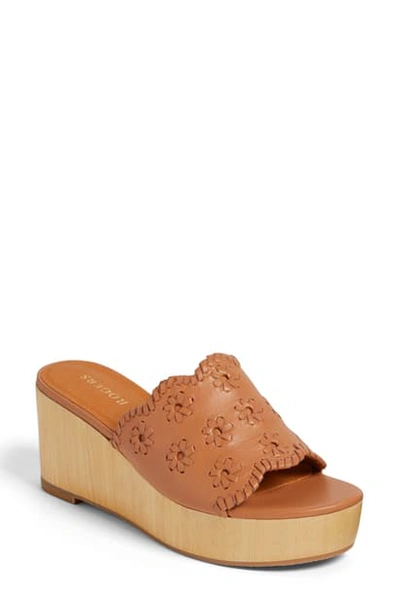 Jack Rogers Women's Rory Wedge Sandals In Caramel Leather